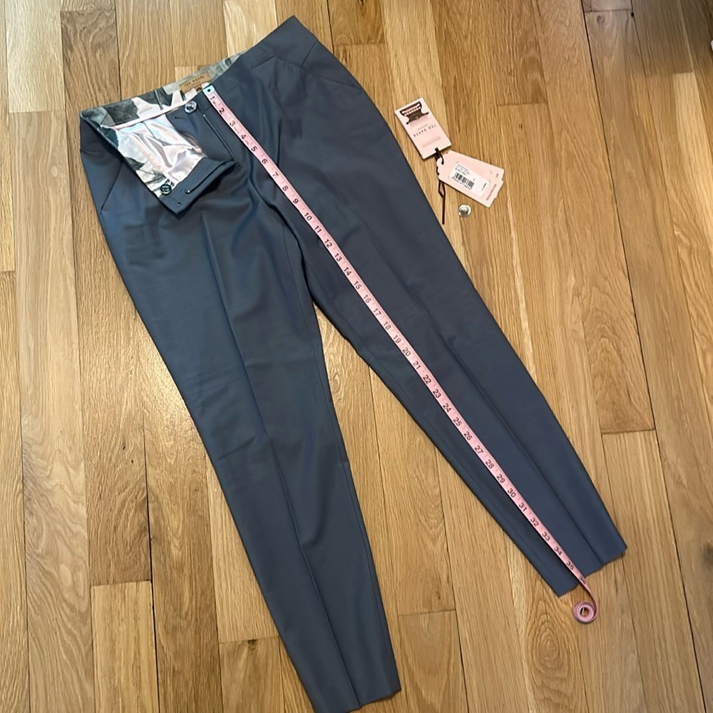 Ted baker mid grey shiny suit trouser floral lining